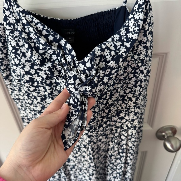 J.Crew Tie-front wide-leg jumpsuit in floral print black and white size 8 - Picture 3 of 10